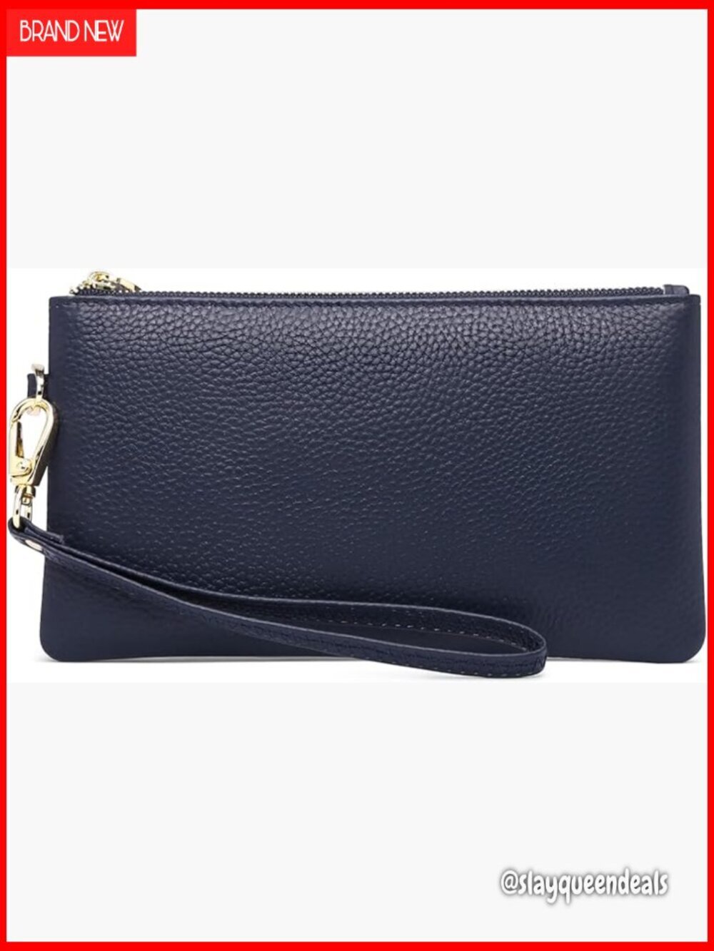 Slim Leather RFID Wristlet Clutch Wallet with Detachable Strap